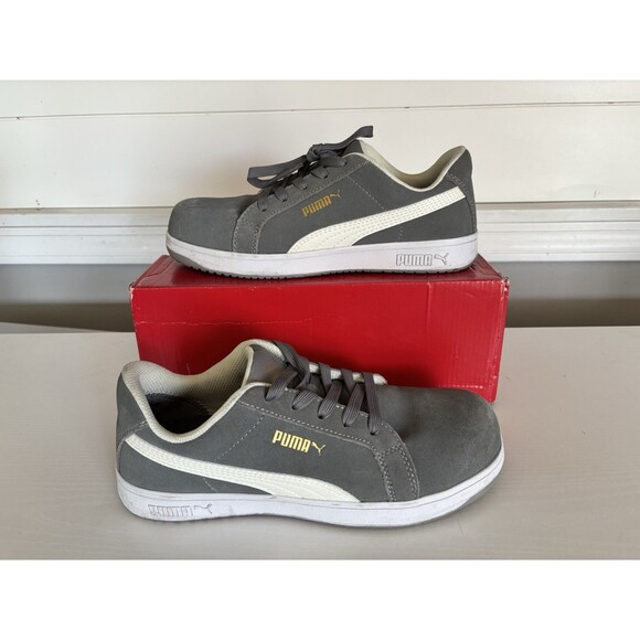 PUMA Shoes - Puma Iconic Suede Women’s Work Size 9.5 Gray Composite Toe Safety Shoes Sneakers